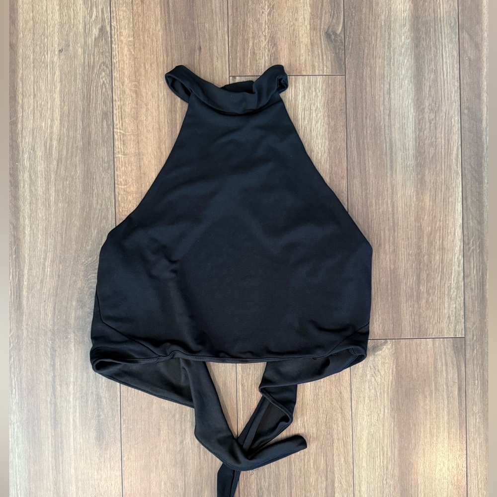 Black Halter Neck Top - minor tear in photos